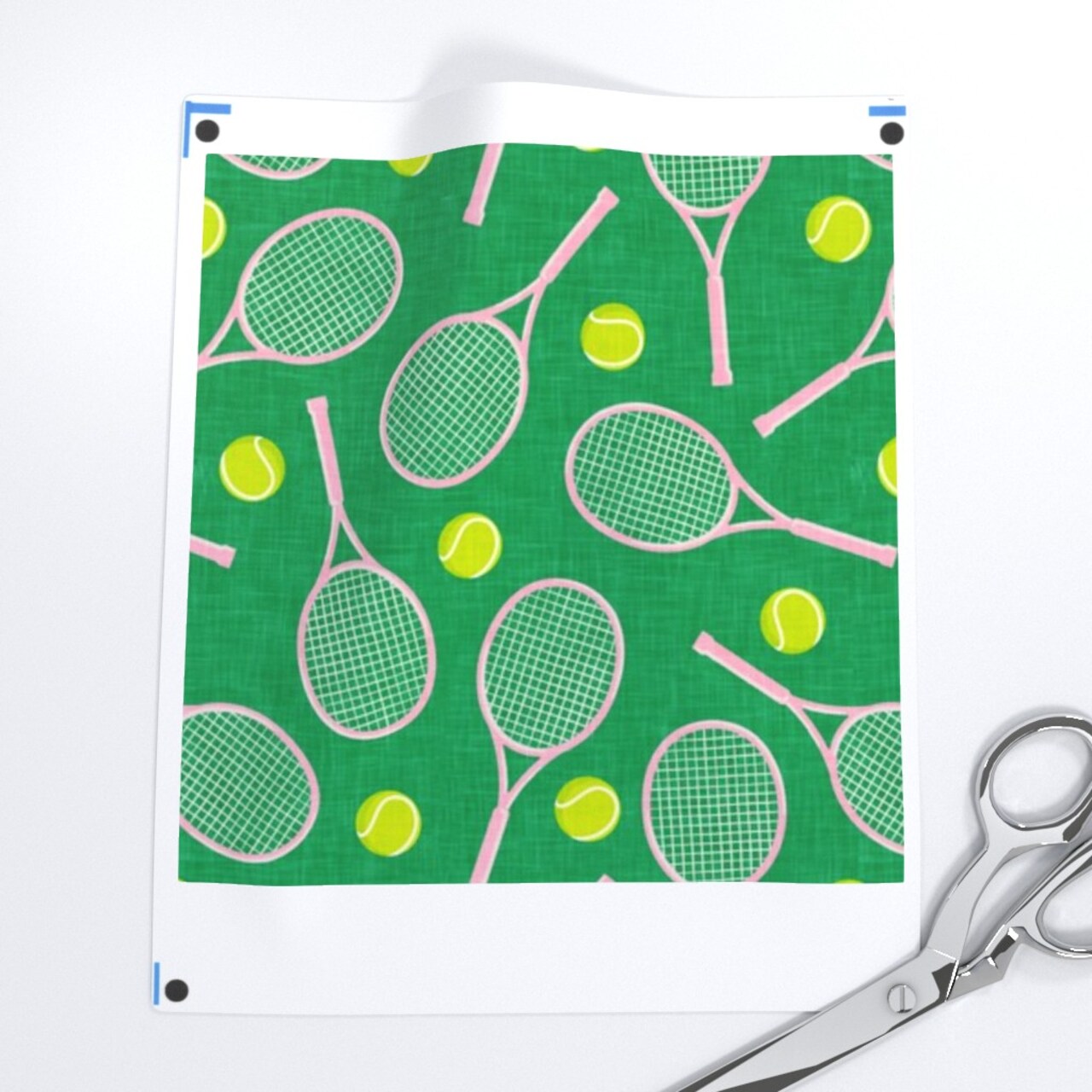 Tennis Ball Sports Preppy Racquet Tennis Racket Custom Printed Fabric by Spoonflower Various Fabrics by the Yard or Fat Quarter
